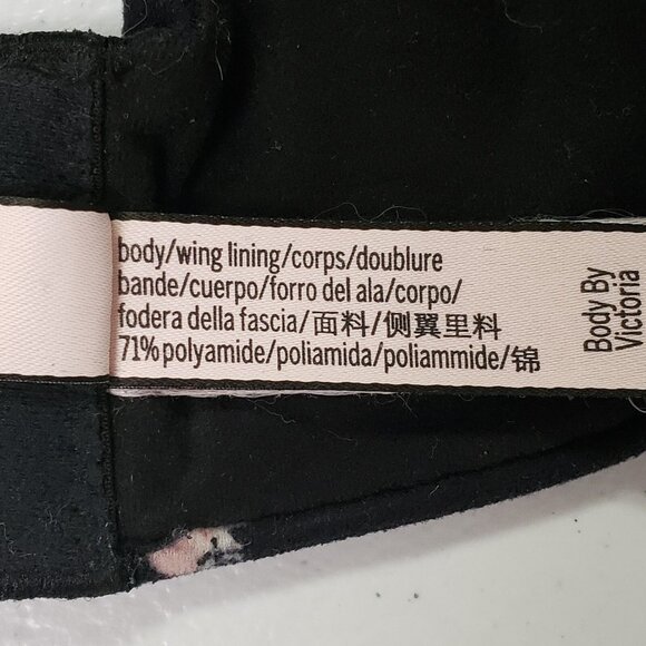 Victorias Secret Womens Lined Demi Bra Size 40C Black Dark Floral Bow Intimate - Picture 7 of 12